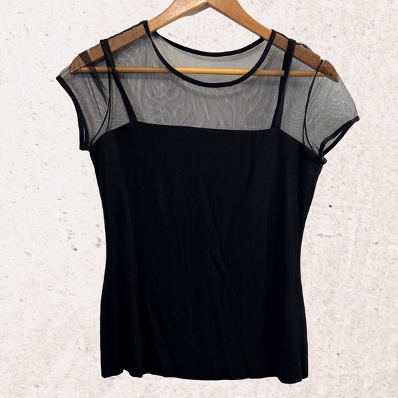 Bailey 44 Black Fitted Sheer Blouse - Picture 1 of 3